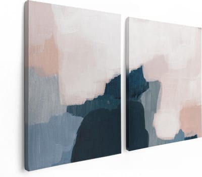 Artaza Canvas Schilderij Tweeluik Abstracte Kunst Handgeschilderd - 120x80 - Foto Op Canvas - Canvas Print