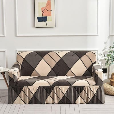 1/2/3/4/5 zits geometrisch bedrukte zitbankrok zitbankhoes zitbankbeschermer stretch slipcover bankhoes corver bankhoes Small(90-140cm) gray