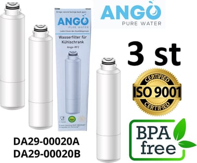 DA29-00020A / DA29-00020B - 3 st. Ango waterfilter vervanging voor Samsung koelkasten, Hoogwaardige vervanging voor modellen met de filtermarkering DA29-00020A / DA29-00020B, 3 stuks