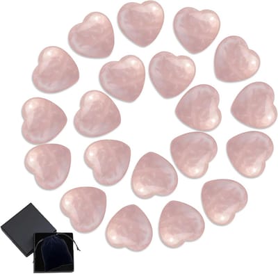 Set van 20 Geneesstenen, Rozenkwarts Hart, Kleurrijke Kristallen voor Meditatie, Yoga en Reiki Chakra, Gelukstenen voor Kinderen en Verzamelaar, Cadeaubox met Edelstenen