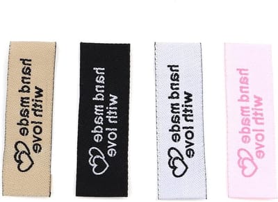 120 Stuks Naai Labels, Polyester Handgemaakte Ribbon Labels, 30 Stuks per Kleur, 1.5x5cm, Labels voor Kleding, Handgemaakte Creaties en Breiwerk