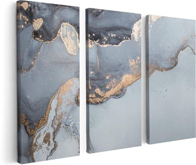 Artaza Canvas Schilderij Drieluik Abstracte Kunst Grijs Marmer - 120x80 - Foto Op Canvas - Canvas Print
