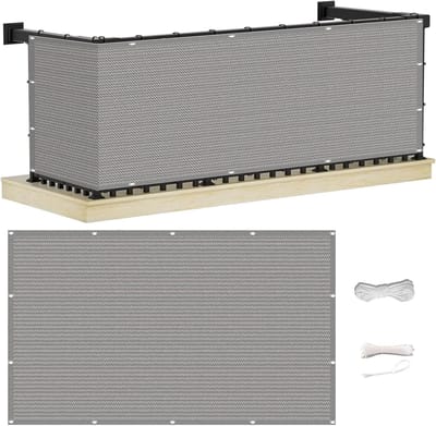 Balkon Privacy Scherm - Windscherm Tuin - Buiten Leven - UV Bescherming 95% - 105 x 850 cm - Lichtgrijs