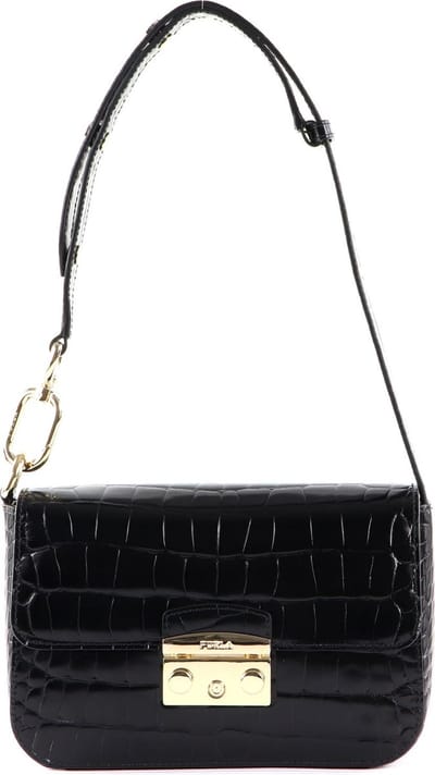 FURLA Leren Schoudertas Avondtas Metropolis Shoulder Bag Nero Zwart