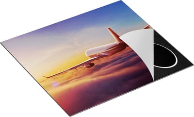 Chefcare Inductie Beschermer Vliegtuig in de Wolken bij Zonsondergang - 60x50 cm - Afdekplaat Inductie - Kookplaat Beschermer - Inductie Mat