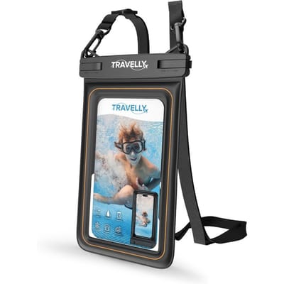 Travelly® Luxe Waterdicht Telefoonhoesje – Universeel Onderwater Hoesje voor Smartphone – Geschikt voor alle telefoons – Drybag – Voor Vakantie, Zwemmen & Watersport - Zwart