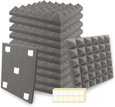Akoestische Panelen - Geluidsabsorberend Schuim - Ruimte Demping - Hoge Dichtheid Piramide - 30x30x5cm - Grijs
