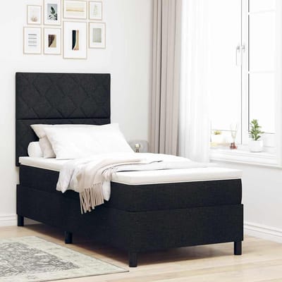 vidaXL - Boxspring - bed - met - LED-stripverlichting - Zwart - 100 - x - 200 - cm - Stof