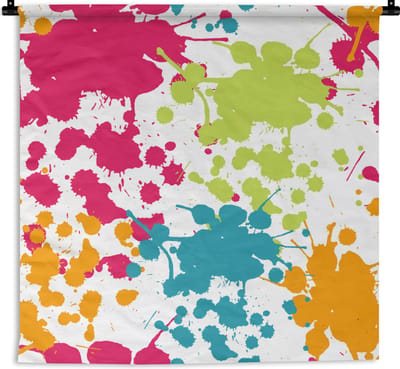 Wandkleed - Wanddoek - Patronen - Verf - Regenboog - 90x90 cm - Wandtapijt