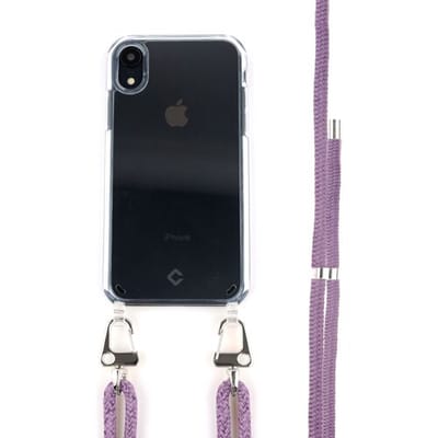Coverzs Transparant case met paars koord geschikt voor Apple iPhone Xr - Telefoonhoesje met koord - Backcover hoesje met koord