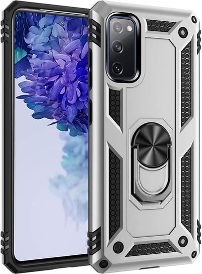 Ring Armor hoesje Geschikt voor Samsung Galaxy S20 - Zilver - Draaibare standaard - Magneet - ZT Accessoires