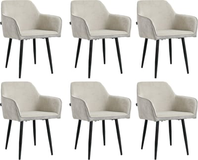 Lina® Tony Eetkamerstoel - Licht Grijs - Set van 6 - Ribstof