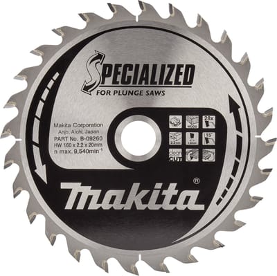 Makita Invalcirkelzaagblad voor Hout | Specialized | Ø 160mm Asgat 20mm 28T - B-09260