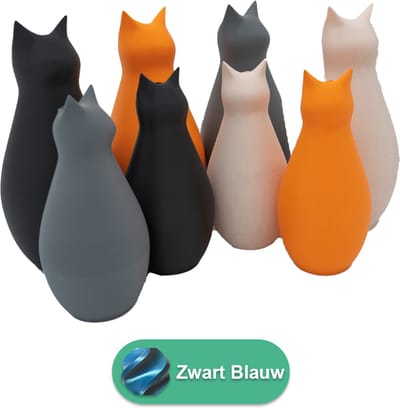 Mimi - Zwart / Blauw - 20CM - 3D geprinte vaas - Geschikt voor kunst en droogbloemen