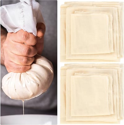 6-Delige Fijnfilterdoek Set, Herbruikbare Katoenen Muslin Doeken voor Kaas, Tofu, Thee en Koffie, Wasbare Sift Doeken van 40/50/60 cm