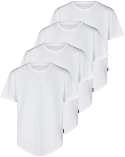 DENIMFY Heren T-Shirt DFPaco 4 Pack regular fit Wit S Ronde Hals Volwassenen gemaakt van 100% katoen
