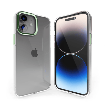 Coverzs telefoonhoesje geschikt voor Apple iPhone 11 hard case met metalen camera bumper - doorzichtige hard cover met opstaande randen rondom camera - camera bescherming - groen