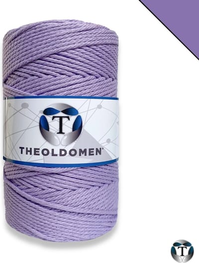 Macramé Koord | Lichtpaars | 200 meter | 100% Katoen | Macramé Touw | Macramé | Voor Macramé Plantenhanger | Wandkleed | Dromenvanger | Triple Twist | DIY | Touw | 3mm | TheOldOmen |