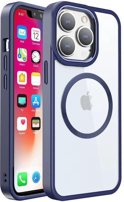 Cityhoesje - geschikt voor iPhone 15 Pro - Backcover hoesje - Magsafe - Transparant - Donker Blauw