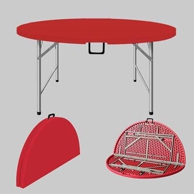 Klaptafel met handvat - Draagbare tafel Opvouwbare tafel - Buitenactiviteiten - Versterkte stalen beugel - 120x74cm - Rood