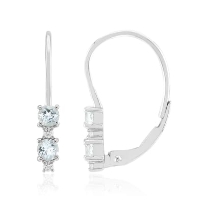Cavill - Zilveren Oorbellen Gerhodineerd 925 Sterling Zilver - 4 Amblygoniet 0 408 ct & 4 Zirkonia 0 075 ct - Elegant Rond Blauw 20 mm