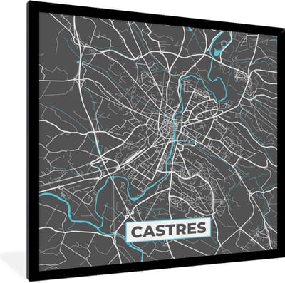 Fotolijst incl. Poster - Castres - Frankrijk - Stadskaart - Kaart - Plattegrond - 40x40 cm - Posterlijst
