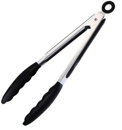 Okado Siliconen Keukentang Zwart – BBQ Tang met Vergrendeling – Vleestang, Salade Tang, Serveertang en Barbecue Tang – Voor Keuken, Grill en Antiaanbaklaag