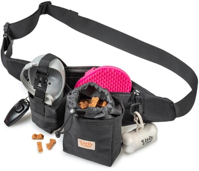 Lizzy & Lola Doggypack – Beloningstasje voor honden - Poepzakjeshouder - Fluitje met clicker - Drinkfles - All-in-One Fanny Pack voor Hondenbaasjes