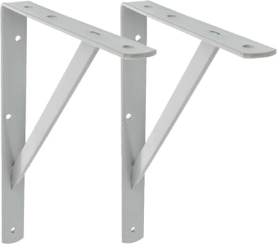 AMIG Plankdrager/planksteun van metaal - 2x - gelakt grijs - H600 x B375 mm - boekenplank steunen - tot 150 kg