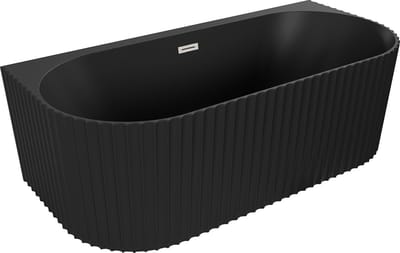 Mexen Sella vrijstaande gegroefde wandbad, 150 x 75 , zwart mat, overloop geborsteld nikkel - 52711507571-97