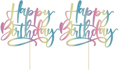 Dailygoods- Taartdecoraties 2 Stuks - Verjaardag Plugins - Creatieve Decoratie - Glinsterende Cake Accessoires - Papier - Kleur: Zwart/Bruin - Taartversiering
