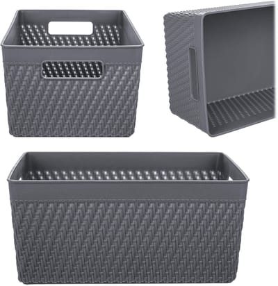 Lioni rechthoekige mand 25,5 x 16,5 x 12 cm donkergrijs