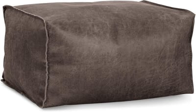 Luxe Voetenbank Pouf in Vintage Leerde-look Antraciet Grijs