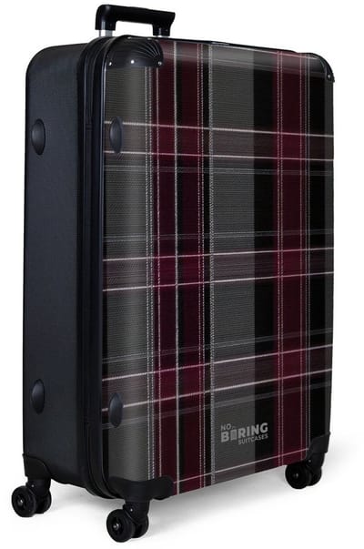 NoBoringSuitcases.com® - Koffer groot - Reiskoffer lichtgewicht - Klassiek geruit patroon in grijs en rood - Rolkoffer met 4 wielen - Grote trolley XL - 98 - 100 liter bagage