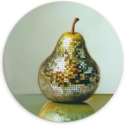 WallCircle® Wandcirkel 30x30 cm - Muurcirkel Fruit - Disco - Art - Glitter - Muurdecoratie woonkamer - Wanddecoratie keuken - Kamer decoratie accessoires - Ronde schilderijen