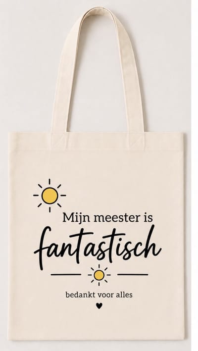 Mijn Meester Is Fantastisch - Bedankt Meester Tas - Katoenen Shopper - Einde Schooljaar Cadeau - Duurzaam en Herbruikbare Tas - Origineel Cadeau Meester -