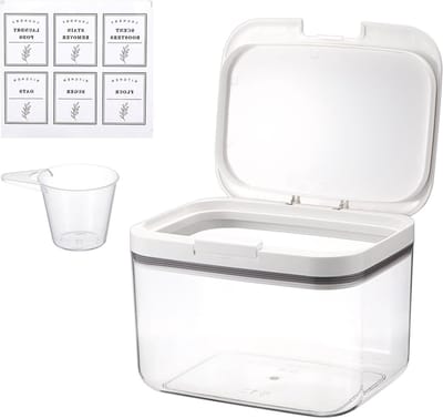 Opslagdoos van PET Plastic voor Wasmiddel, Organiser voor Geurige Parels en Honden- en Kattenvoer met Maatbeker