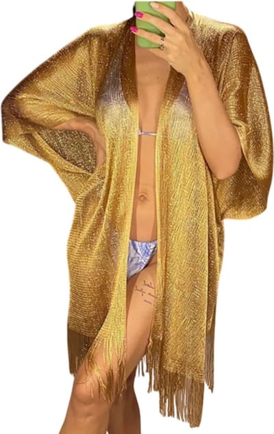 Sexy Transparante Strandjurk voor Dames – Lichtgewicht Mesh Tuniek met Franje, Gebreid als Bikini Cover-Up voor Badmode