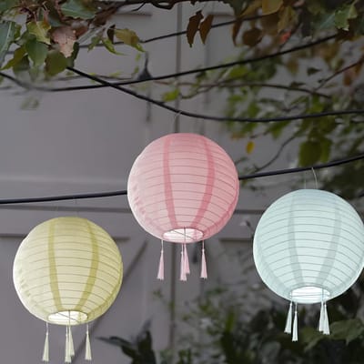 SnelShoppen - 3 stuks Solar Lanterns Buiten, Weerbestendige Nylon Hanglampen 30cm, Warme Witte LED Tuinverlichting voor Tuin, Patio, Feest en Hallowee