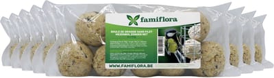 Famiflora Set van 64 mezenbollen zonder netje - 8x8 (90g per vetbol) - Zonder netje voor veilige consumptie en minder plastic afval