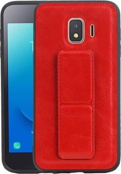 Grip Stand Hardcase Backcover voor Samsung Galaxy J2 Core Rood