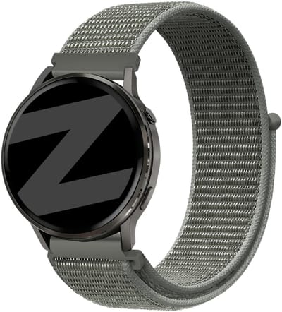 Bandz Nylon Loop Strap 18mm - horlogebandje geschikt voor Garmin Vivoactive 4S / Vivomove 3S / Venu 2S / Venu 3S / Forerunner 255S / Forerunner 265S / Venu 4 41mm - Grijs/Groen
