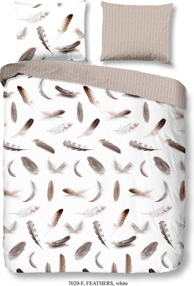Good Morning dekbedovertrek veren - Lits jumeaux 240x200/220 cm - Wit - 100% Katoen flanel