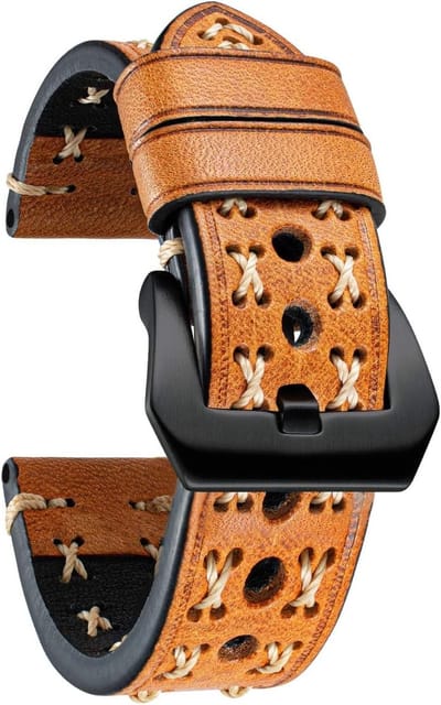 Leren Horlogeband 20mm 22mm 24mm 26mm voor Smartwatch, X-vormige Stoffen Band, Vintage Bohemian Stijl voor Mannen en Vrouwen