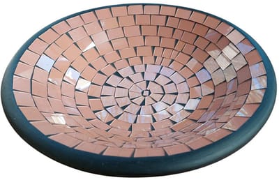 Floz Design ronde fruitschaal - pastel roze - glasmozaiek en keramiek - 35 cm - fairtrade uit Indonesië