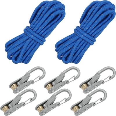 Set van 6 Touwspanners voor Paracord met Metalen Cam Buckle voor Tent, Kamperen en Vervoer van Ladingen, Eenvoudig en Knoopvrij in Gebruik