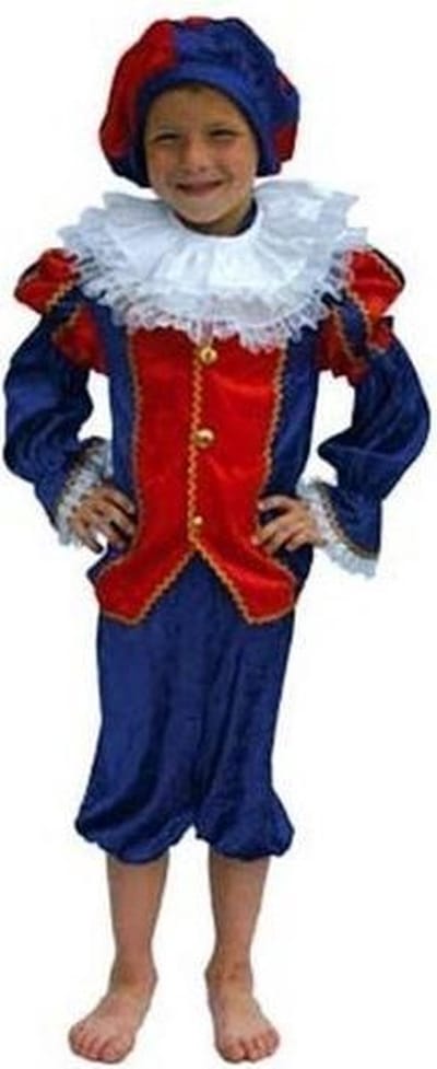 Pieten pak kids rood/blauw 128