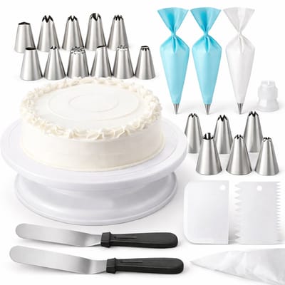 BOTC Taart Decoratie Set - Set van 71 stuks - Taart & Cupcake Versiering - Taartplateau - Taartvorm - Wit