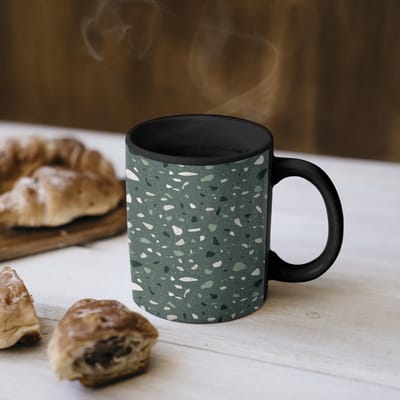 Magische Mok - Foto op Warmte Mokken - Koffiemok - Terrazzo - Patroon - Kleurrijk - Groen - Magic Mok - Beker - 350 ML - Theemok