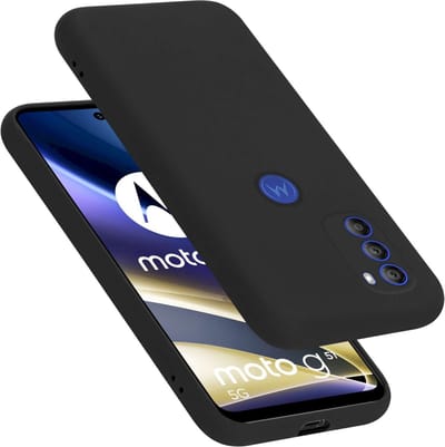 Cadorabo Hoesje geschikt voor Motorola MOTO G51 5G in LIQUID ZWART - Beschermhoes gemaakt van flexibel TPU silicone Case Cover